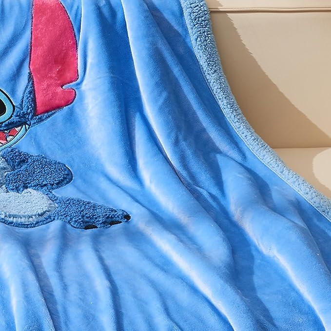 NEWCOSPLAY Kids Blanket 3D Cartoon Embroidered Sherpa Blanket Plush Warm for Boys Girls (Blue-1, (40"X50"))