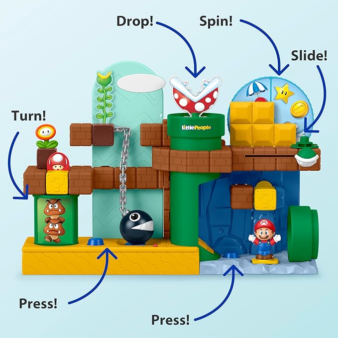 Fisher-Price Little People Toddler Toy My Mario Adventure Playset with Music Sounds & Figures, Preschool Kids Ages 18+ Months