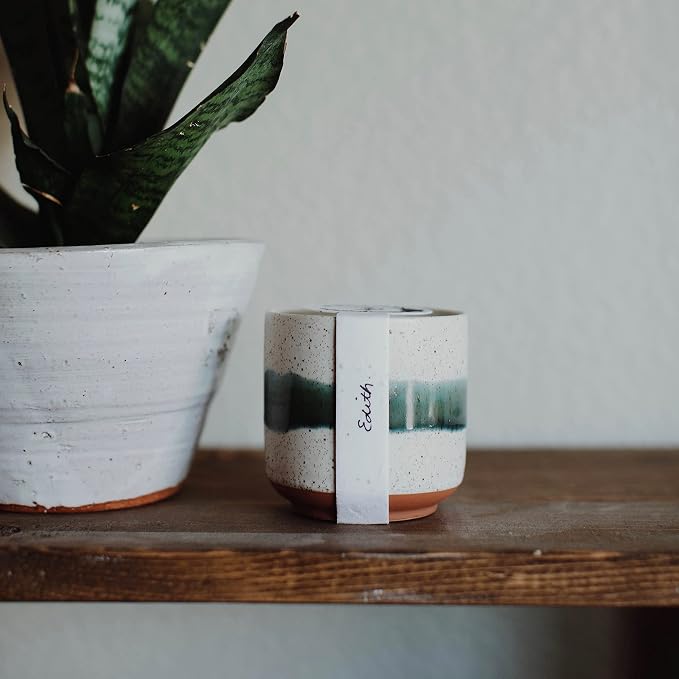 Hyggelight - The Growing Candle, Lemongrass Scented, 8.5oz Ceramic Pot, Single Wick Aromatherapy Candles, 100% Soy for Women and Men, Edith