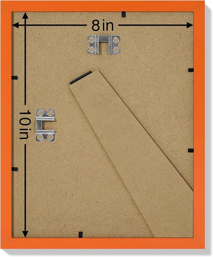 Vittanly 8x10 Picture Frames Set of 9 for Wall or Tabletop Display, Orange | Display Pictures 5x7 with Mat or 8x10 without Mat, Small Photo Frames, Engineered Wood with Shatter Resistant Plexiglass