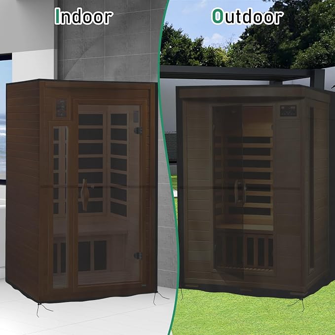 Outdoor Sauna Cover, Heavy Duty Waterproof Sauna's Cover Compatible with Wood Infrared Home Sauna,(Black) (45" x 40" x 80")