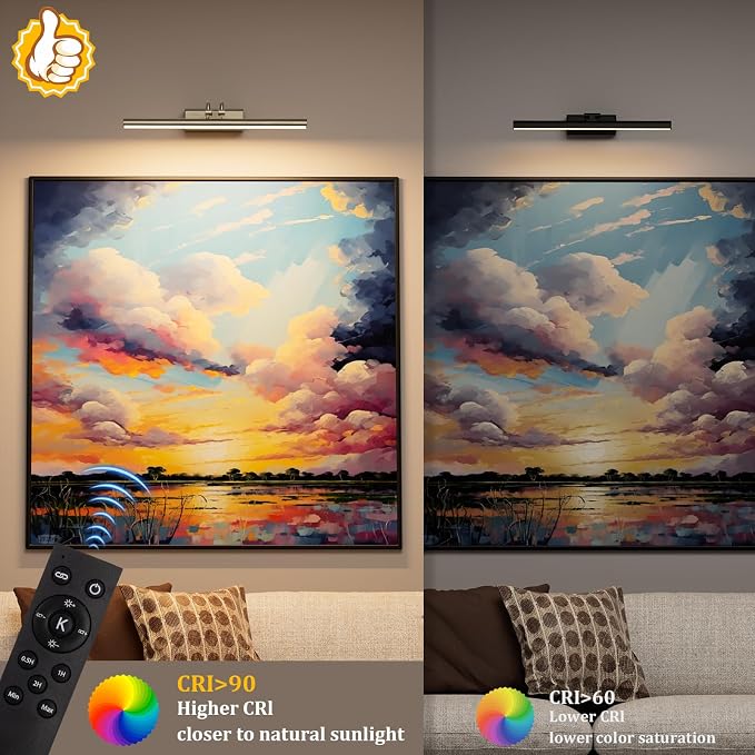 Picture Light for Wall, Antique Brass, 13.8", Remote Control | 4000mAh Cordless,Wall Light, Magnetic for Easy to Charge,Timers, Display for Gallery Living Room Bedroom
