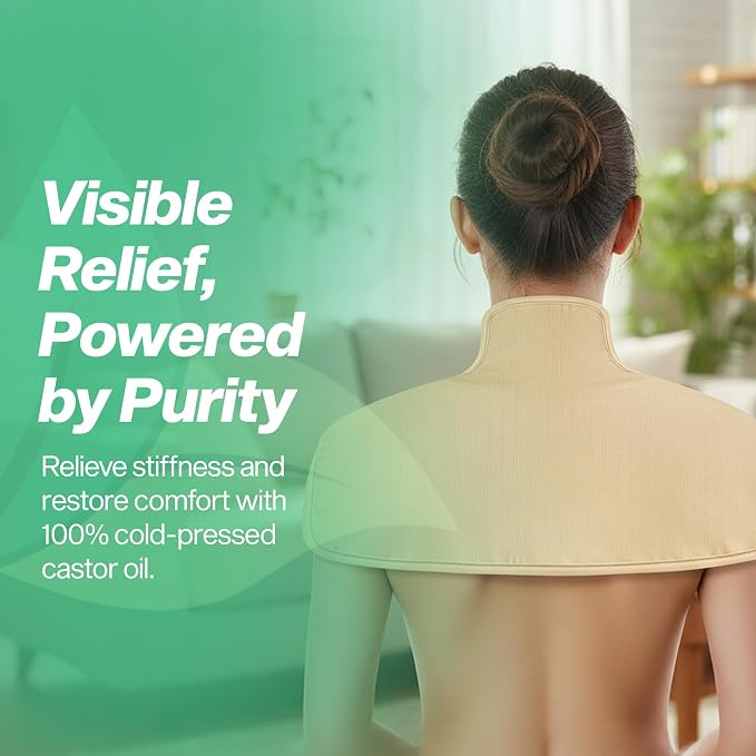 Castor Oil Shoulder Pack wrap – 100% Certified Organic Castor Oil, Shoulder Wrap with Reusable Cotton Design & Adjustable Straps