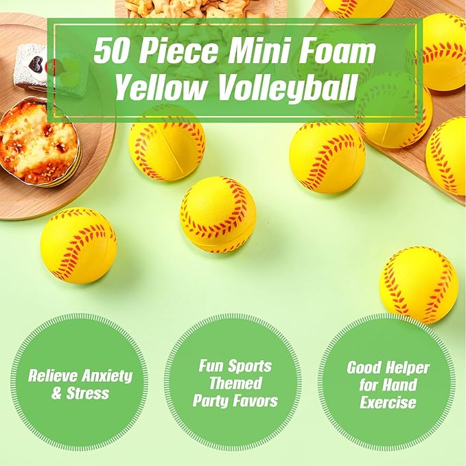 HyDren Mini Softball Stress Ball Bulk Foam Yellow Baseball Squeeze Balls Sport Toy with Storage Bag Party Favors for Anxiety Relief School Carnival Reward Christmas Stocking Fillers(6cm,50 Pack)