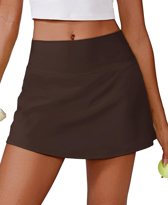 PINSPARK 14" Womens Tennis Skirt High Waisted Golf Skort with 2 Pockets | Built-in Shorts, A Line, Tummy Control, Stretchy, Casual, Mini, Workout, Pickleball, Running, Skort for Woman