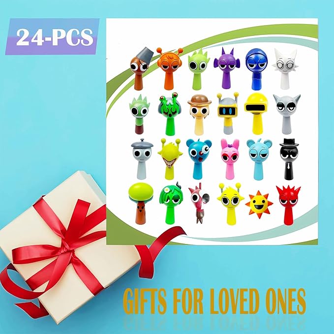 Wenda Action Figures Toy Set 24-Piece,Clukr,Pinki,Jevin and Durple PVC Toys-Collectible for Display Enthusiast