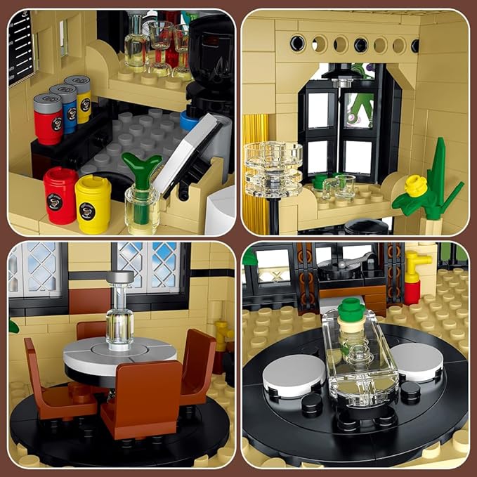 City Cafe Building Blocks Set with LED,1400+pcs Mini Bricks for Adults and Teen 14+