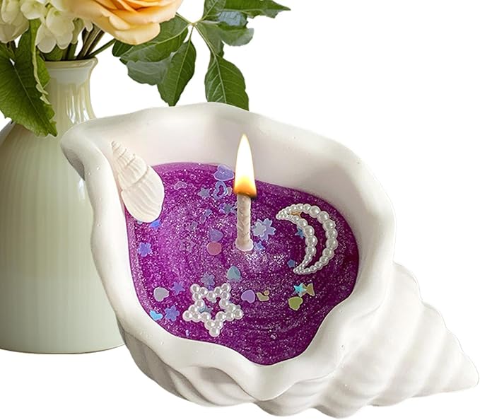 Conch Shell Candle - Handmade Conch Candle | Aromatherapy Stress Relief Candles | Natural Scented Soys Wax Candles | Long Burn Time Sandalwood Aromatherapy Candles for Home Bathroom Decor
