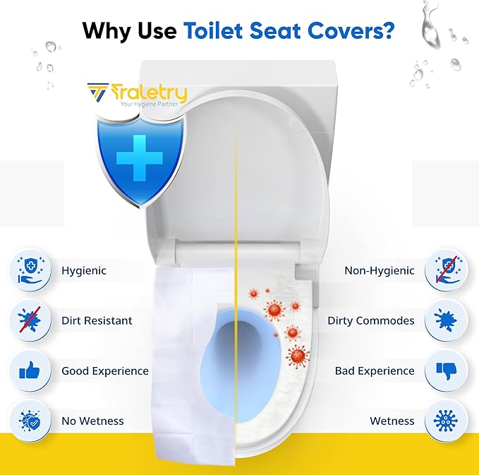 Toilet Seat Covers Disposable Flushable Travel Pack of 200, XL Biodegradable Paper Toilet Seat Covers for Adults & Kids, Public Restroom, Airplane & Camping Travel Essentials