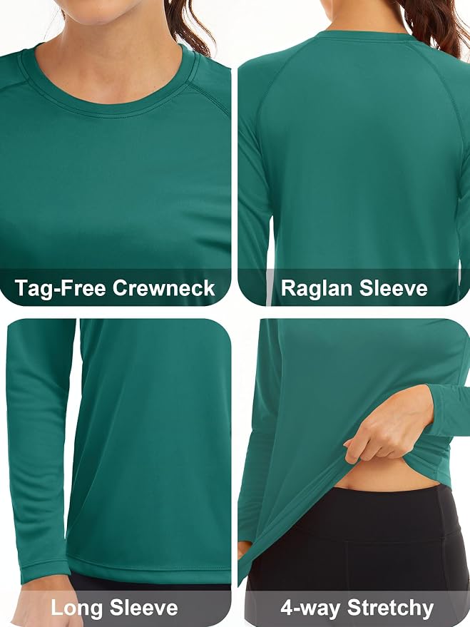 MAGCOMSEN Women's Long Sleeve Shirts UPF 50+ Sun Protection Shirts for Hiking Fishing Workout Rash Guard
