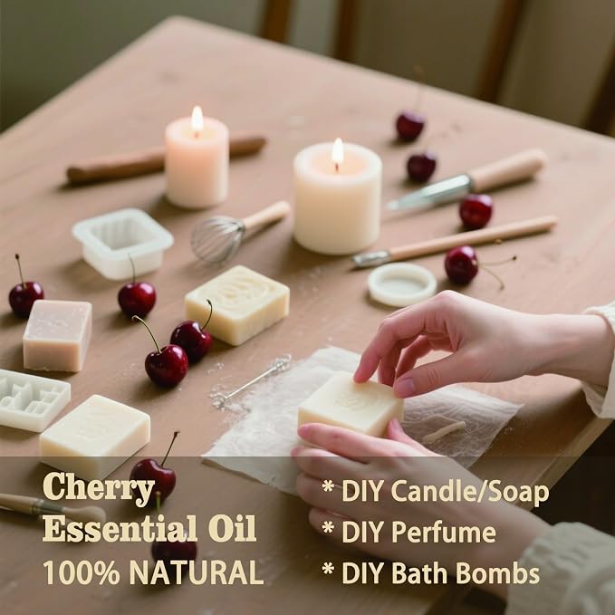 Cherry Essential Oil, Cherry Oil for Diffuser, Humidifier, DIY Candle, Soap, Sweet Scent, Home, Office, Cleaning, Gift Ready, Cherry Fragrance Oil - MLYNKL Essential Oils (8.33 fl oz / 250ml)