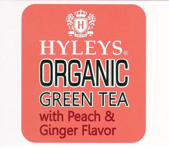 Hyleys Organic Green Tea Peach and Ginger Flavor - 25 Tea Bags (Pack of 2)