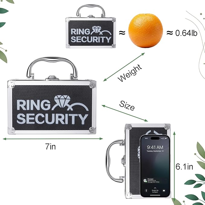 Ring Security Wedding Ring Bearer Case Adventure Set - 7.09" Box Suitcase with Metal Badge | Ideal for Bearer Gifts, Themed Parties & Spy Game Treasure Storage (Black)