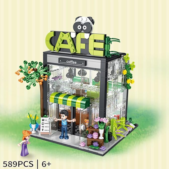 FANTASY&Co. Café Store Dream House Building Blocks Set - 589PCS, Creative Playset for Kids 6+, STEM Educational Toy,Compatible with Lego