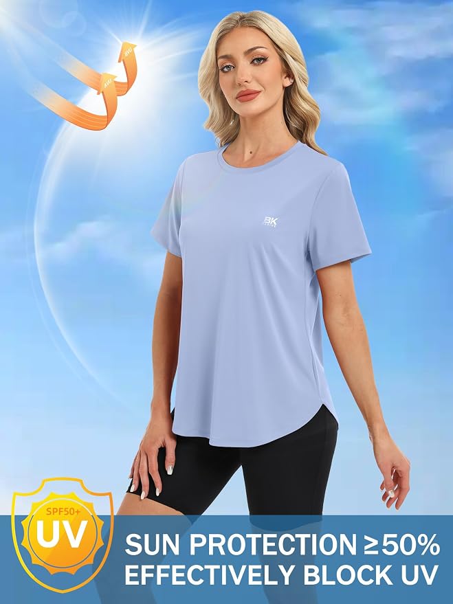 BKRIVE Workout Tops for Women UPF 50+ Quick Dry Shirts (S-3XL) | Ideal for Hiking, Yoga, Running, Gym workouts, Pilstes, Tennis & Travel. Lightweight, Breathable & Moisture wicking