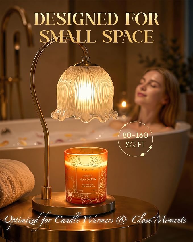 M&SENSE Sweet Mandarin Soy Candle, 8.1oz Gilded Glass, Summer Refresh | 42H Long Burn, Relax Calm Air Purifying, Non-Toxic, Warmer Lamp Compatible, Reusable Glass