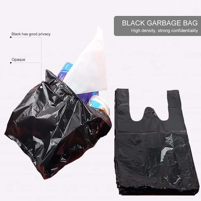 Sanitary Napkin Disposal Bags,300 Pcs Small Black Plastic Trash Bags with Handles for Feminine Tampons Hygiene Products Disposal
