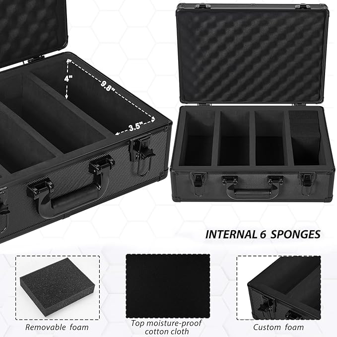 Graded Card Case - Aluminum Alloy Graded Card Storage Box Compatible with 150+ Card Slabs - Sports Trading Card Case Fits PSA, CSG, BGS
