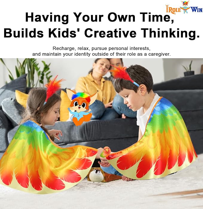 Bird-Costume-Parrot-Wings for Kids with Bird Headbands, Boys Girls Eagle Dress-up Cape Halloween Party Favors Gifts