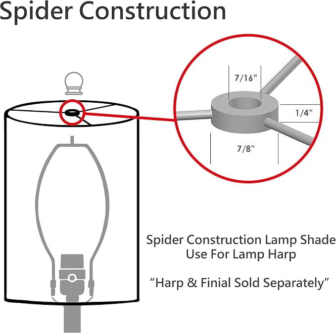 Aspen Creative 32204A Hardback Empire Spider Lamp Shade in Ivory, 6" Top x 19" Bottom x 12" Slant Height