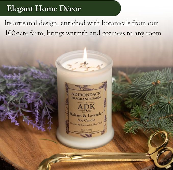 ADK Balsam & Lavender Scented Candle, 4.5 Oz Aromatherapy Candle, Proudly Poured in The USA, Natural Wax for Relaxation and Home Décor, for Gift, Kitchen, and Living Spaces | Proudly Poured in The USA, Natural Aromatherapy Wax for Relaxation, Home Déco...