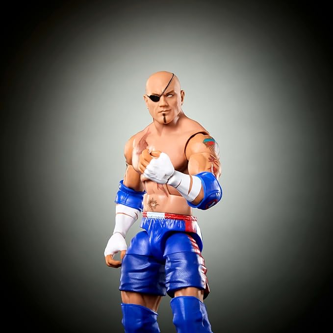 WWE Batista As Sagat x Street Fighter Cross Over Mattel Elite Action Figures & Accessories, 6-inch Toy Collectible Mashup Set JLD74