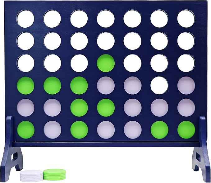 Tailgating Pros Premium Navy Giant Four in a Row with Carrying Case - Jumbo Oversized Outdoor Yard Game - Connect Multiple Pucks in a Row to Win - Many Puck Colors Available!