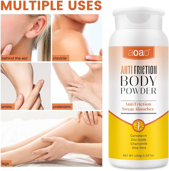 Women's Dry Body Powder, Sweat Absorb Talc-Free Dusting Powder for Curvy Figures, Hypoallergenic Anti-Friction Formula, Chafe-Free Between Legs During Exercise Or Walking, Multi-Use for Foot, 3.53oz