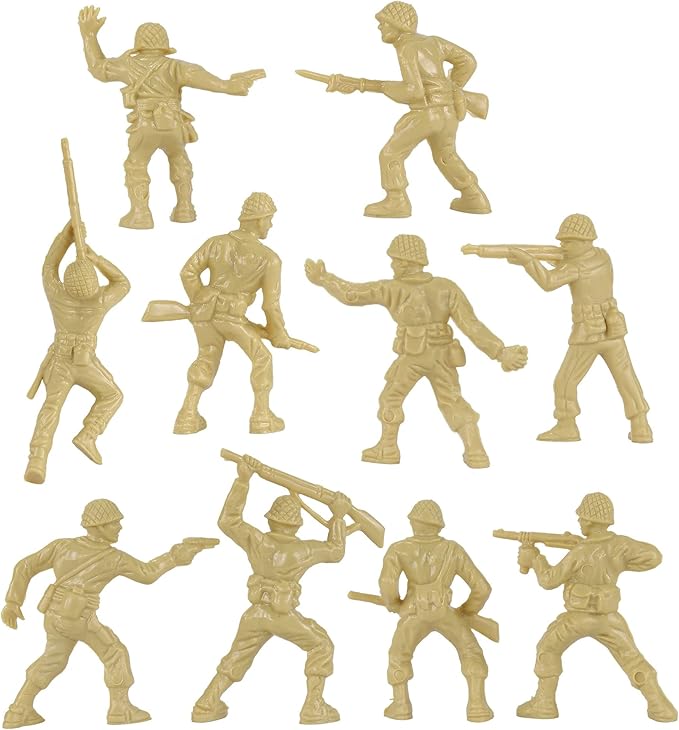 BMC Classic Tan Plastic Army Men - 40pc WW2 Soldier Figures - Made in USA