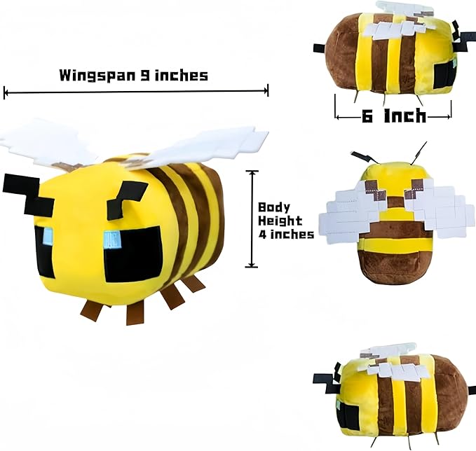 2-Pack-Game Plush，8-inch Bee Plush，12-inch Axolotl Stuffed Toys，Stuffed Animals Toys for Boys Girl,Great Choice for Soft Pillow Deccorations