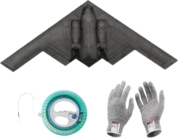 Big Kite, B2 Bomber Model Kites,1:26Perfect Remake, A Kite of Choice for Adults and Military hobbyists、Equipped with 300 metres /984 Foot String Plate and a Pair of Cut-Resistant Gloves