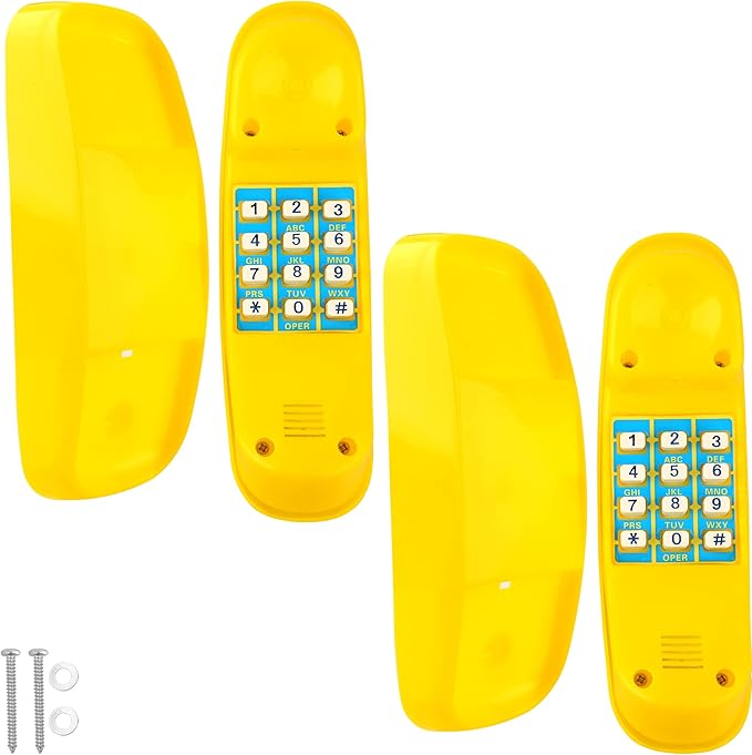 2 Pack Swingset Phone Toys Playground Swing Set Telephone Plastic Pretend Play Telephone with Numeric Key for Kids Outdoor Playground Treehouse Accessories (Yellow)