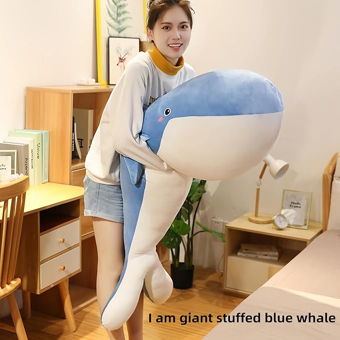 Blue Whale Plush Toy, Large Stuffed Animal, 31.4IN Super Soft Body Pillow, Whale Stuffed Animal for Girls & Boys