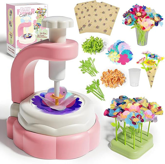 Toys for 4 5 6 7 8 12 Year Old Girl Christmas Birthday Gift Ideas, DIY Flower Bouquet Arts and Crafts Supplies Kit for Kids Learning Activities Ages 4-8-12, Summer Toys Set Toddler