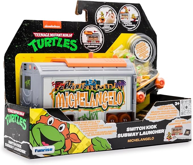 Teenage Mutant Ninja Turtles 5" Switch Kick Subway Launcher Michelangelo Ages 3+ Shredding Action Figure