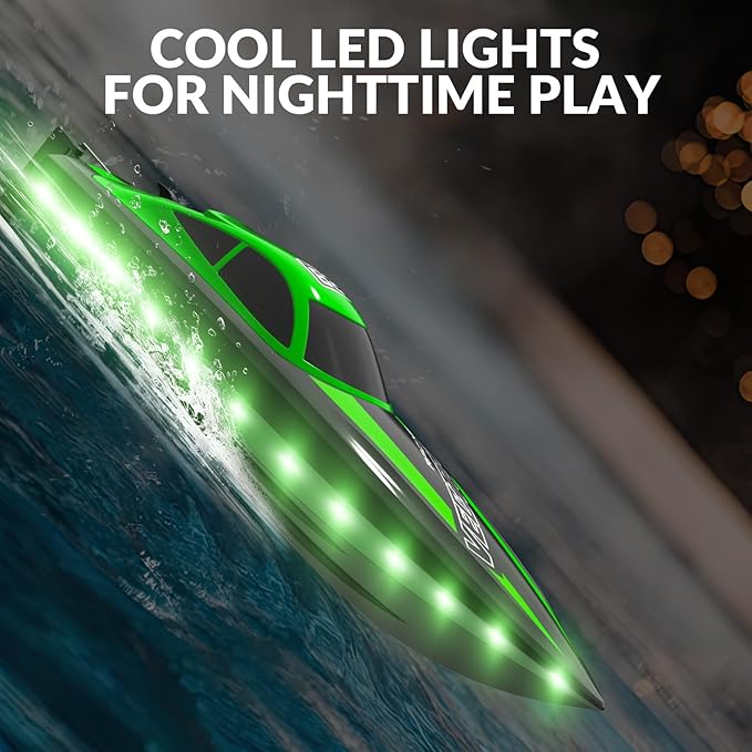 Remote Control Boats for Adult - Boat with LED Lights for Pool&Lakes,2.5GHz RC Racing Boats，Summer Water Toy