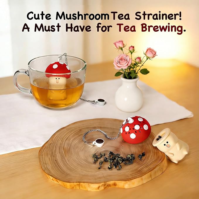Mushroom Tea Infuser Loose Leaf Tea Strainer Cute Kitchen Accessories