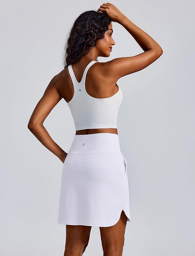 PINSPARK 18" Skorts for Woman Above Knee Length Golf Skirts 3 Pockets | High Waist, Built in Shorts, UV Protection, 4-Way Stretch, Soft, Dolphin Hem, Athletic, Tennis, Pickleabll, Casual