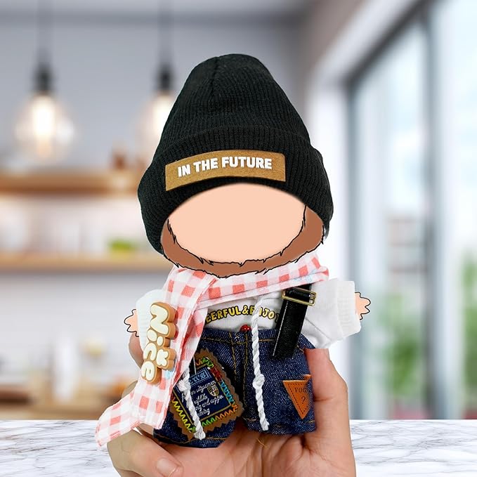 4 Piece 17cm Cool Doll Clothes and Accessories Set Stylish Hat Top Pants Outfit Edgy Doll Fashion Sets