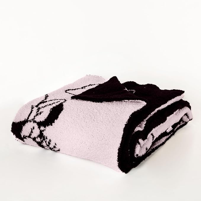 Jay Franco Disney Minnie Mouse Feather Knit Fluffy Throw Blanket for Girls - Light Pink Bows Fuzzy Blanket Measures 50 x 60 inch | Super Soft Lightweight Bedding
