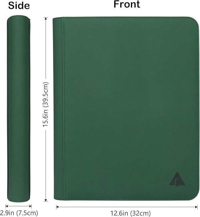 Top loader Binder, Holds 432 Top Loaders, 9 Pockets Top Loader Binder with Sleeves for Cards in 3'' x 4'' Top loaders -Green