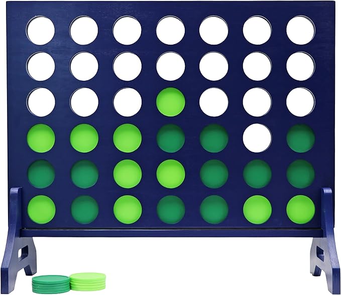 Tailgating Pros Premium Navy Giant Four in a Row with Carrying Case - Jumbo Oversized Outdoor Yard Game - Connect Multiple Pucks in a Row to Win - Many Puck Colors Available!