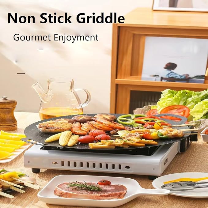Non Stick Round Baking Pan, Korean Grill Pan For Indoor Cooking, Multifunctional Frying And Baking Pan For Home Kitchen Camping, Korean Round BBQ For Meats, Pancakes, Ribs (28cm/11in)