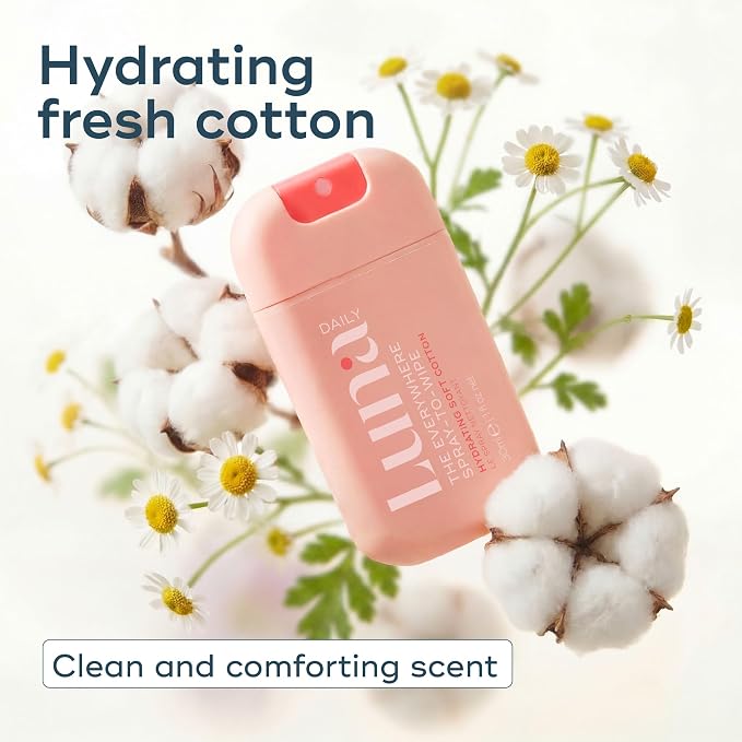 Luna Daily The Everywhere Spray-to-Wipe | Hydrating Fresh Cotton, 1 Fl Oz