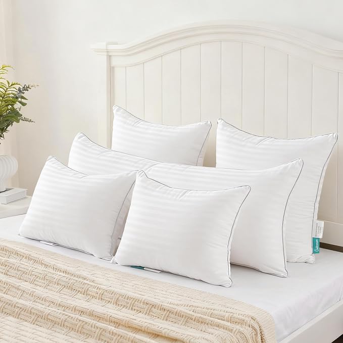 Oubonun 12 x 16 Throw Pillow Inserts Set of 2 | Firm and Fluffy Decorative Pillows for Couch Bed Sofa with Soft Cotton Cover White Cushion with Down Alternative