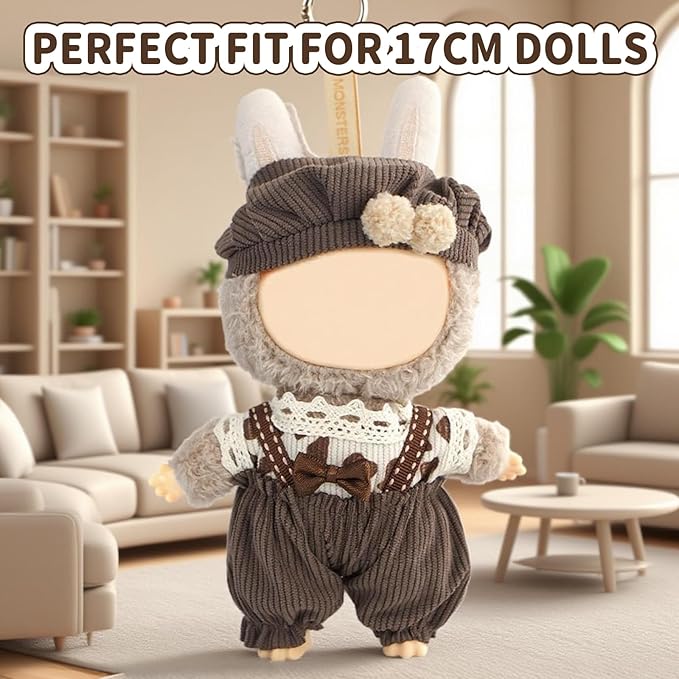Coolcandy 17cm Doll Clothes for Doll, Fashionable Dolls Outfit with Accessories Suit, Stylish Adorable Dolls Clothes Set, Soft Fabric, Detailed Stitching(Doll Not Included)