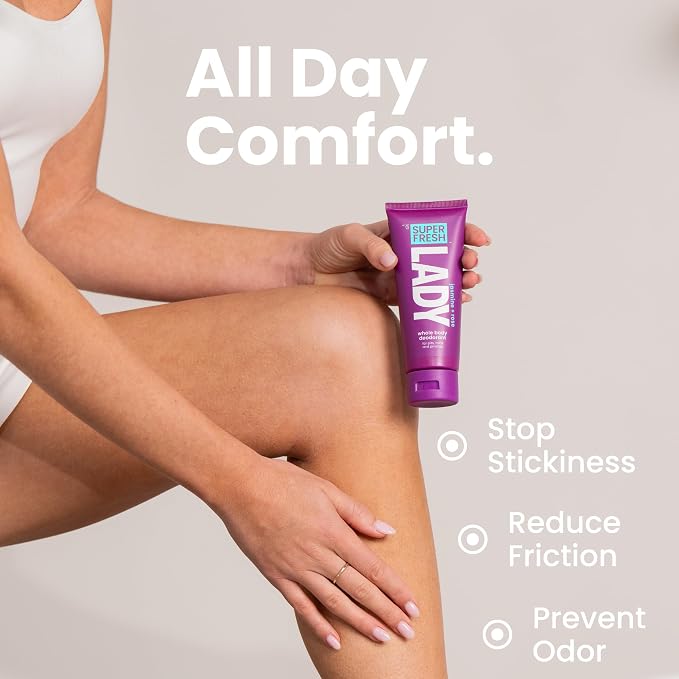 Super Fresh Lady Whole Body Deodorant for Women Twin Pack Aluminum Free Lotion for Privates Body and Skinfolds Stops Odor Jasmine Rose Scent Feminine Hygiene Two 4 oz Tubes for Daily Use