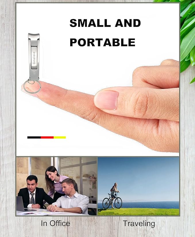 Stainless Steel Portable Nail Cutter，German Keychain Nail Clipper with File for Man and Women, Ultra Thin Flat Fingernail Clipper Perfect Use for Traveling、 Home 、 Office (Small, 1)