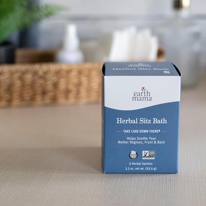 Earth Mama Herbal Sitz Bath Sachets - 6 Count - Soothing Sitz Bath With Witch Hazel & Calendula - Pregnancy & Postpartum Essentials