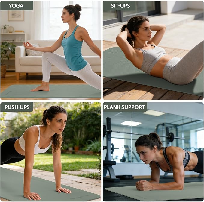 Gruper Yoga Mat Non Slip, 72"L x 24"W x 0.24"/0.32"TH, Anti-Tear Exercise Mat with Carrying Strap and Bag, Pro TPE Yoga Mats for Women, Workout Mats for Home, Pilates and Floor Exercises